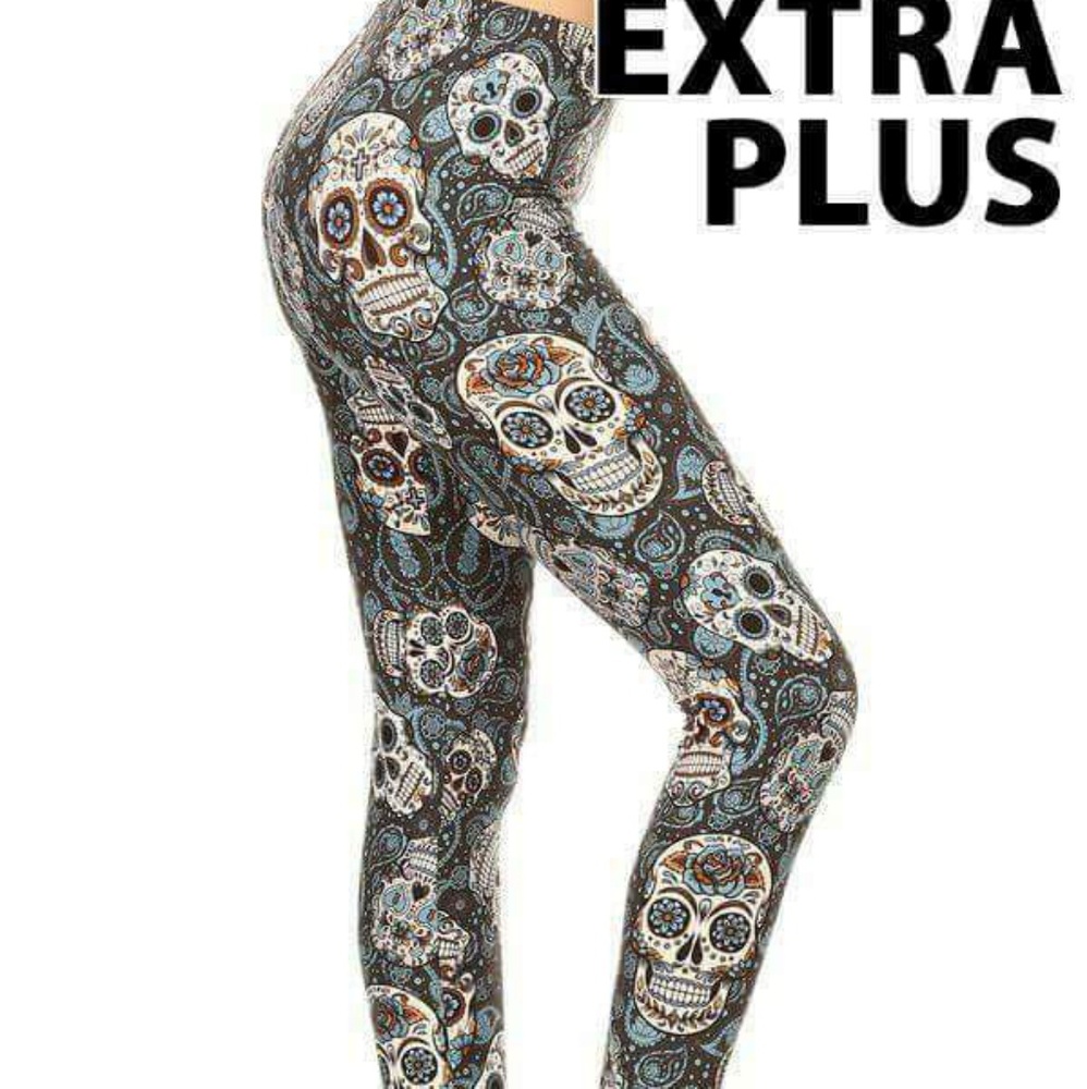 Queen/EP Orange & Blue Sugarskull Leggings